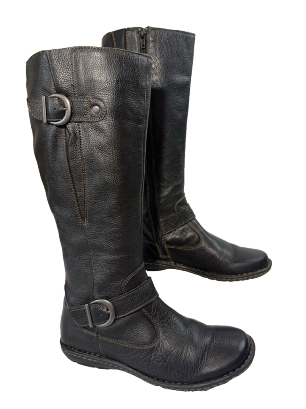 B.O.C. by Born Concept C71103 size 8.5M Black Leather RIDING BOOT LOW HEEL